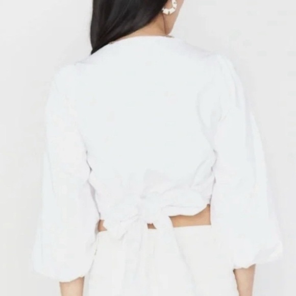 Show Me Your Mumu Janice Top Chic White Wrap Blouse - Picture 3 of 6